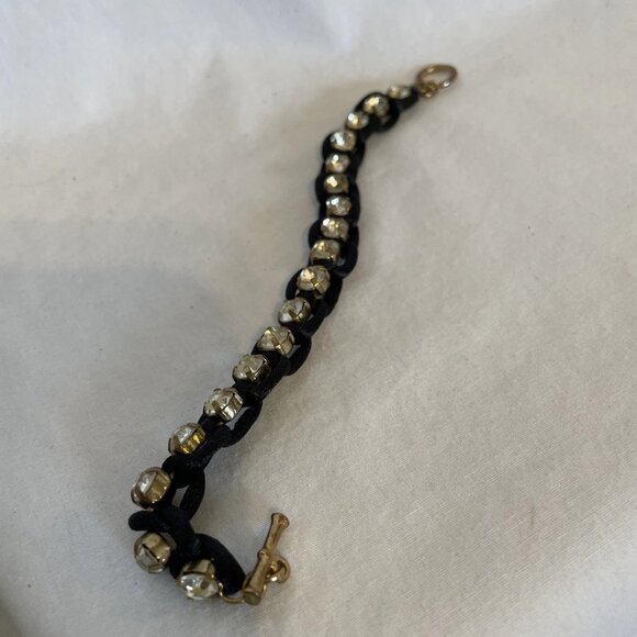 Black Paracord Rhinestone Bracelet 6.5 inches Sparkle Crystal Bling Shamballa - Picture 8 of 10